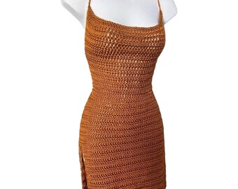 Unterhalb des Knies Crochet Backless Mini Dress | Ärmelloses Strand-Sommer-Bodycon-Kleid | Clubparty 2022 |