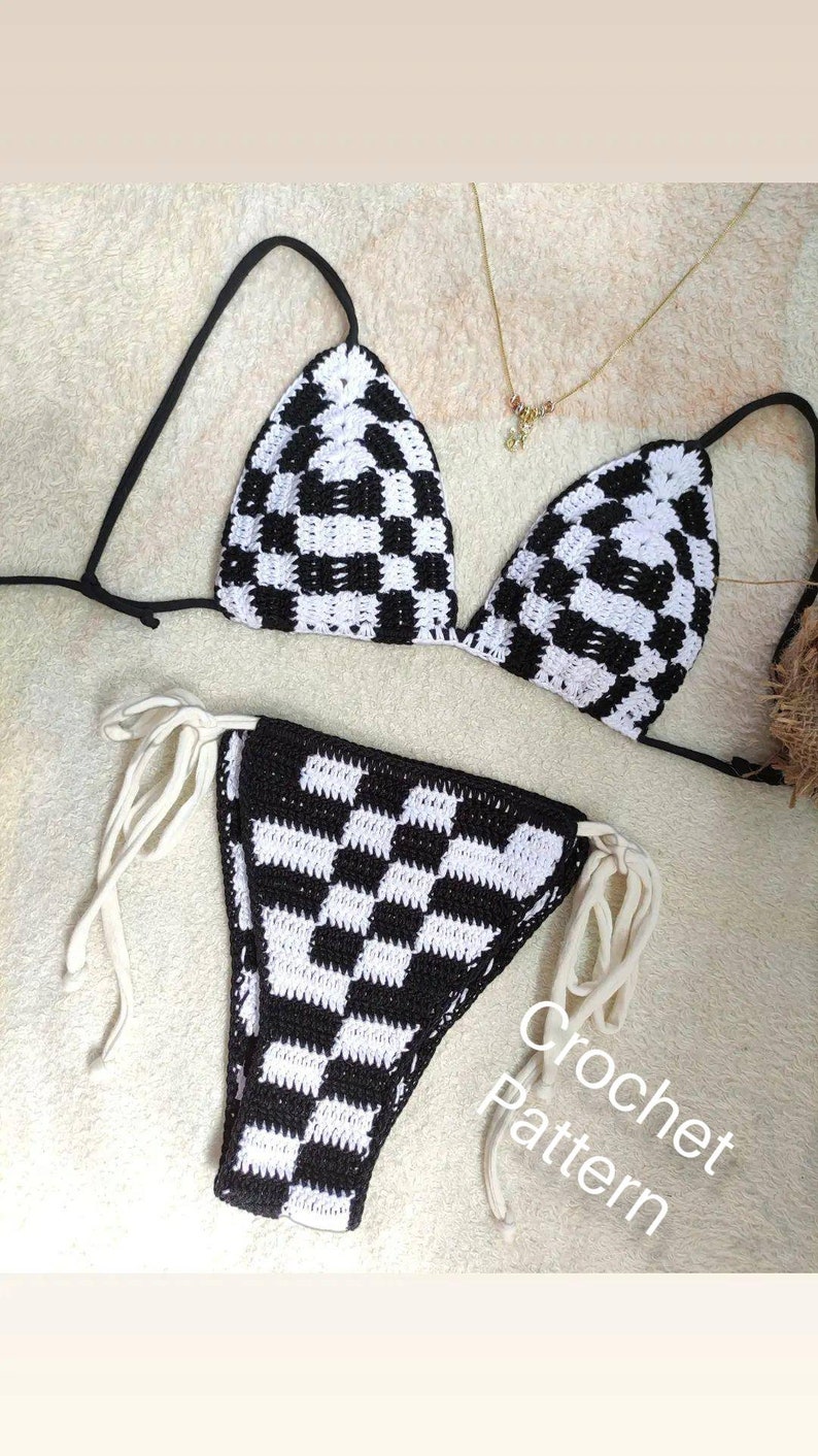DIGITAL Download Crochet Checkered Bikini Set Pattern RaeCheckeredBikini set image 6