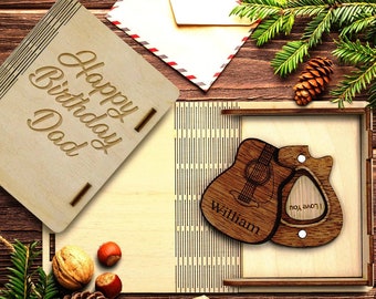 Unique Personalized Guitar Picks with a Magnetic Pick Holder Box, anniversary gift, Birhday gift