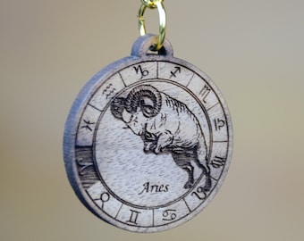 Aries zodiac sign keychain, Premium wooden keychain, wood keychain, Horoscope, zodiac signs, Birthday gift