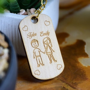Personalized Premium Wooden Keychains for Him and Her,  Custom Keychain, Wooden Keychain, Anniversary gift, Valentines Gift