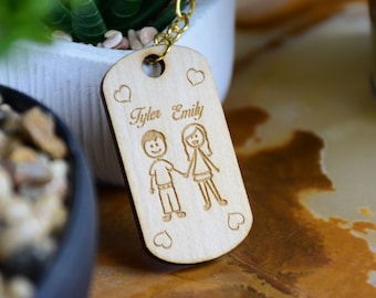 Personalized Premium Wooden Keychains for Him and Her,  Custom Keychain, Wooden Keychain, Anniversary gift, Valentines Gift