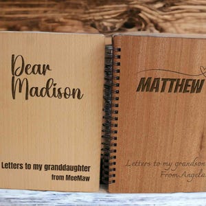 Personalized Letters to My Granddaughter/Grandson - Gift for Grandparent Memory Book Legacy Journal - Birthday Christmas  Wooden Notebook