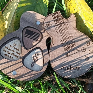 Personalized guitar pick with case for Valentines day, Gift for Dad, Wooden guitar pick, Personalized pick, Gifts for him, Guitar pick image 5