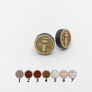Wooden Earring Microphone, Musical Instruments, Wood Earring, Natural Wood Earring, Wood Earring for Man or Woman, Unisex Earring