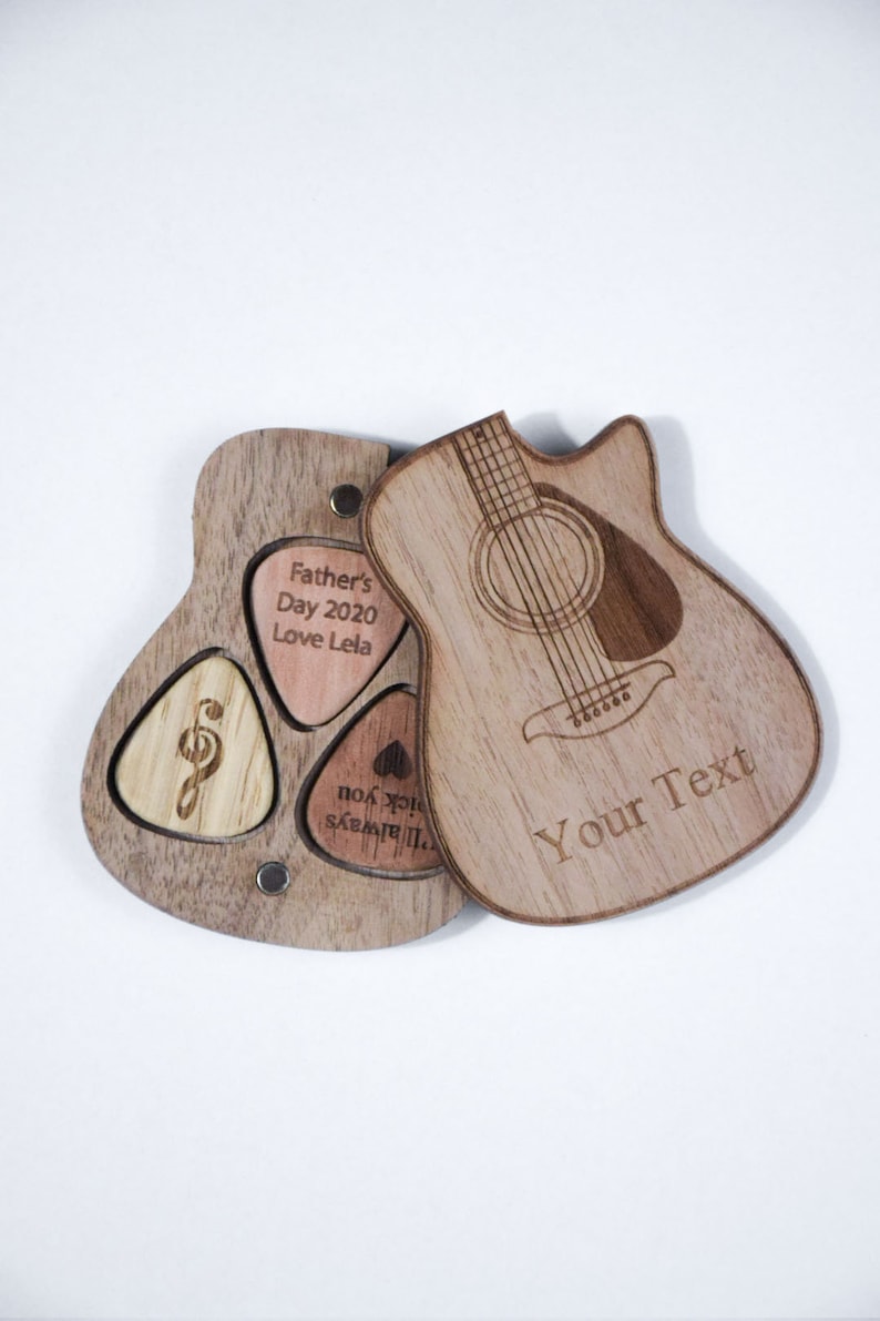Personalized Guitar Pick With Case Wooden Guitar Pick Etsy