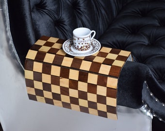 Premium wood sofa arm table, couch arm table, sofa arm tray, sofa tray, wood coaster couch table,  custom sofa with fabric