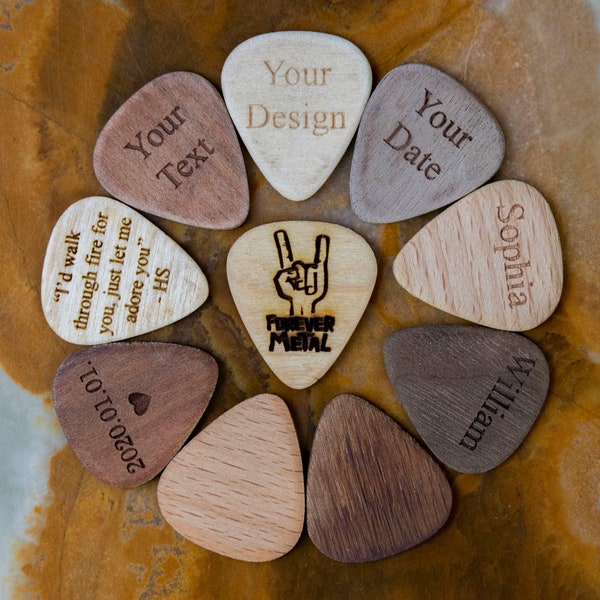 Personalized Premium Wooden Guitar Pick, Engraved Guitar Pick - Gift for Husband, Dad, Boyfriend, Groom Gift- Husband Gift