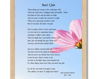 Don't Quit Poem, John Greenleaf Whittier Quote, Graduation Gift ...