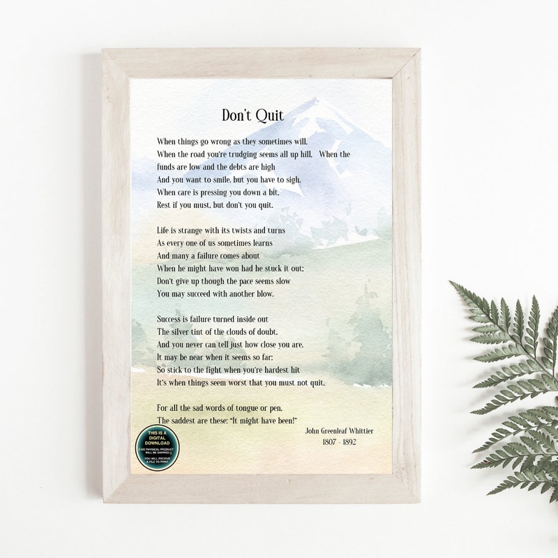 Dont Quit Poem - Etsy