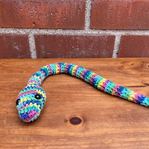 Stuffed Rainbow Amigurumi Snake Toy