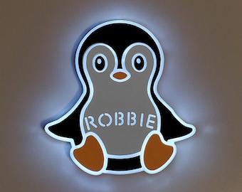 Penguin LED Night Light: Edge Lit Wall Decor
