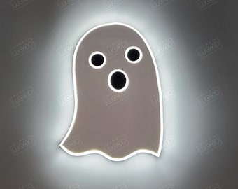 Ghost Sign , Neon like , LED , Light , Wall decor, night light, edge Lit LED, Halloween Art