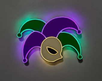 Jester wall Sign, Neon like, jester night light, edge Lit LED, joker light Art, joker Decorations, jester Decor