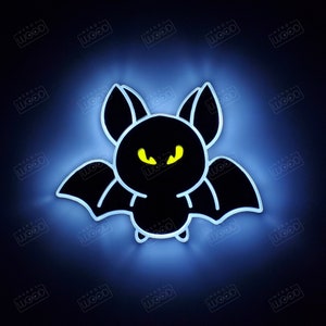 Halloween Black Bat Sign , Neon like , Bat night light, edge Lit LED, Halloween Art Bat, Halloween decoration black Bat