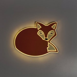 Resting Fox LED Sign: Edge Lit Faux Neon Art