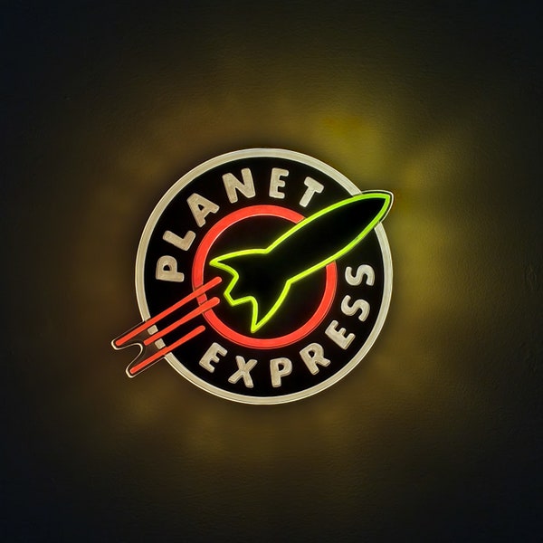 Planet Express Sign, Neon like , LED, Light , Wall decor, night light, Edge lit, Futurama fan art