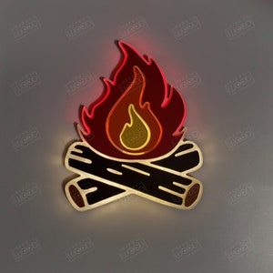 Campfire  Sign, Neon like , campfire Light , Wall decor, night light, Edge lit, Campfire LED art