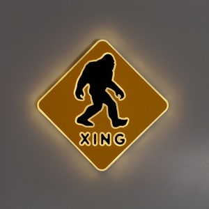 Bigfoot X-ing light Sign, Bigfoot neon like, Bigfoot night light, edge Lit LED, Sasquatch Xing art sign, Sasquatch crossing sign