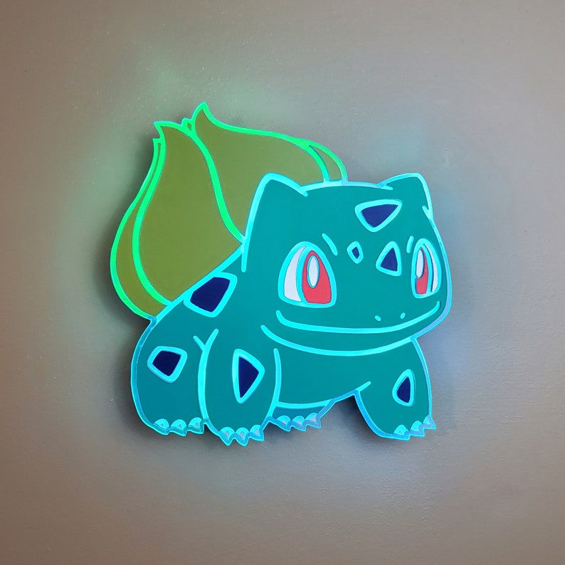 Pokemon Bulbasaur sign Edge Lit LED Neon like LED Pokemon Etsy