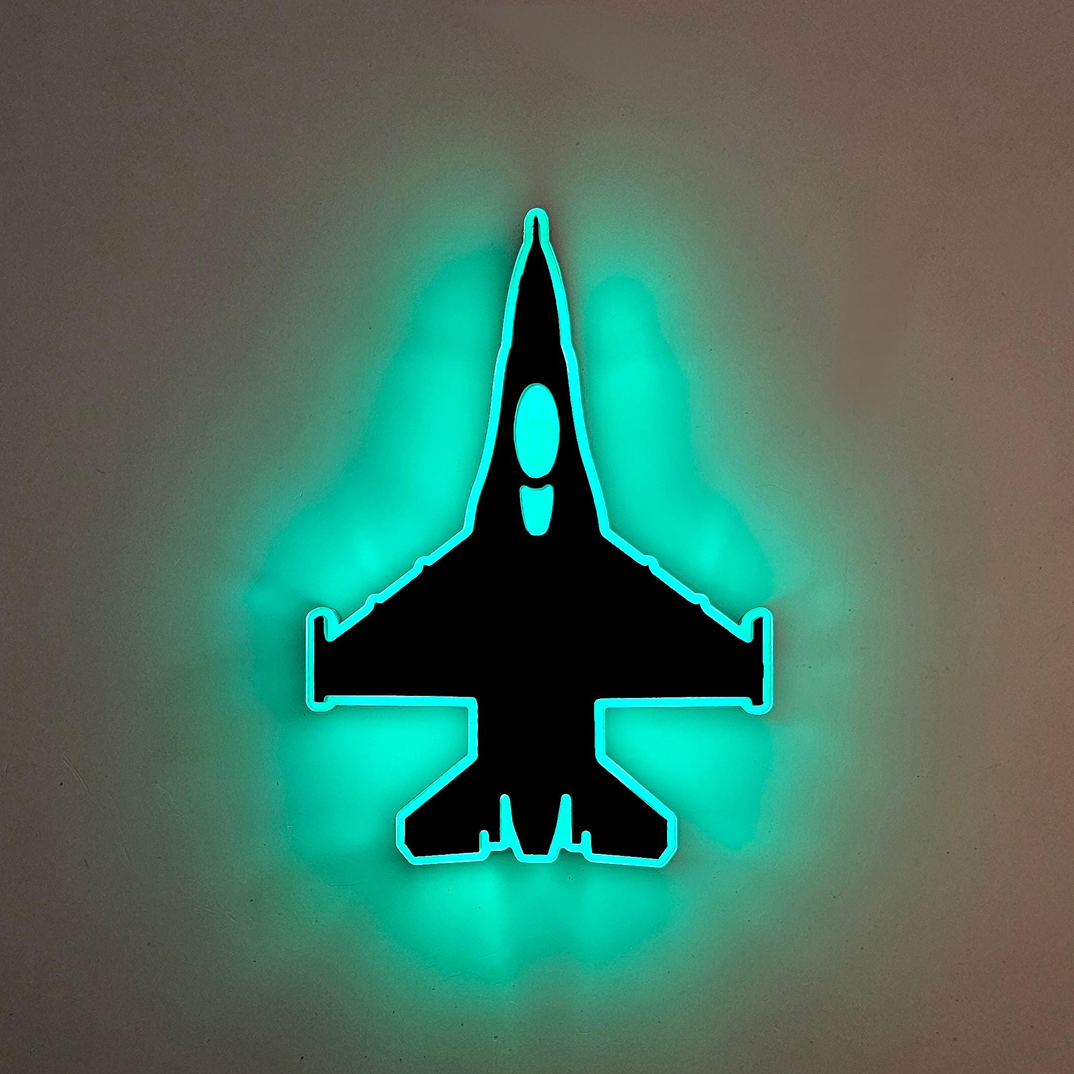 F-16 Falcon LED Airplane Sign: Edge Lit Aviation Decor - Etsy