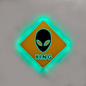 Alien Crossing LED Sign: Edge Lit Novelty Night Light