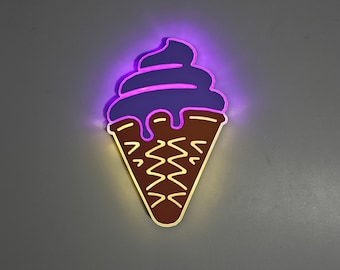 Ice Cream Cone LED Sign, Neon like, ice cream light, ice cream art work, ice cream light sign, light up candy sign, ice cream sign