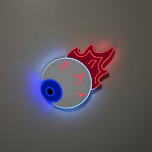 Flaming Eyeball LED Sign: Edge Lit Halloween Decoration