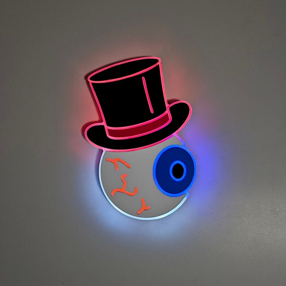 Top Hat Eyeball Sign Neon Like Top Hat Eye Ball Night Light