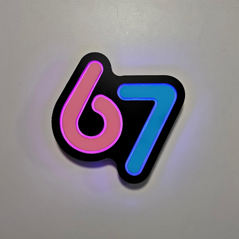 6 7 Sign : Edge Lit LED Six Seven Art Sign - Etsy