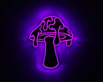 Melting Mushroom LED Sign: Psychedelic Neon-Like Art Light