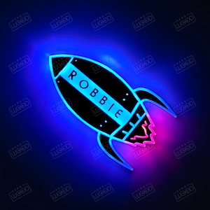 Rocket Name sign personalized edge Lit LED, Neon like , LED , Light-up , Wall decor, trophy