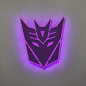 Decepticons Sign , Neon like , LED , Wall decor, night light, edge Lit LED, Transformers fan art