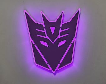Decepticons LED Sign: Edge Lit Transformers Fan Art