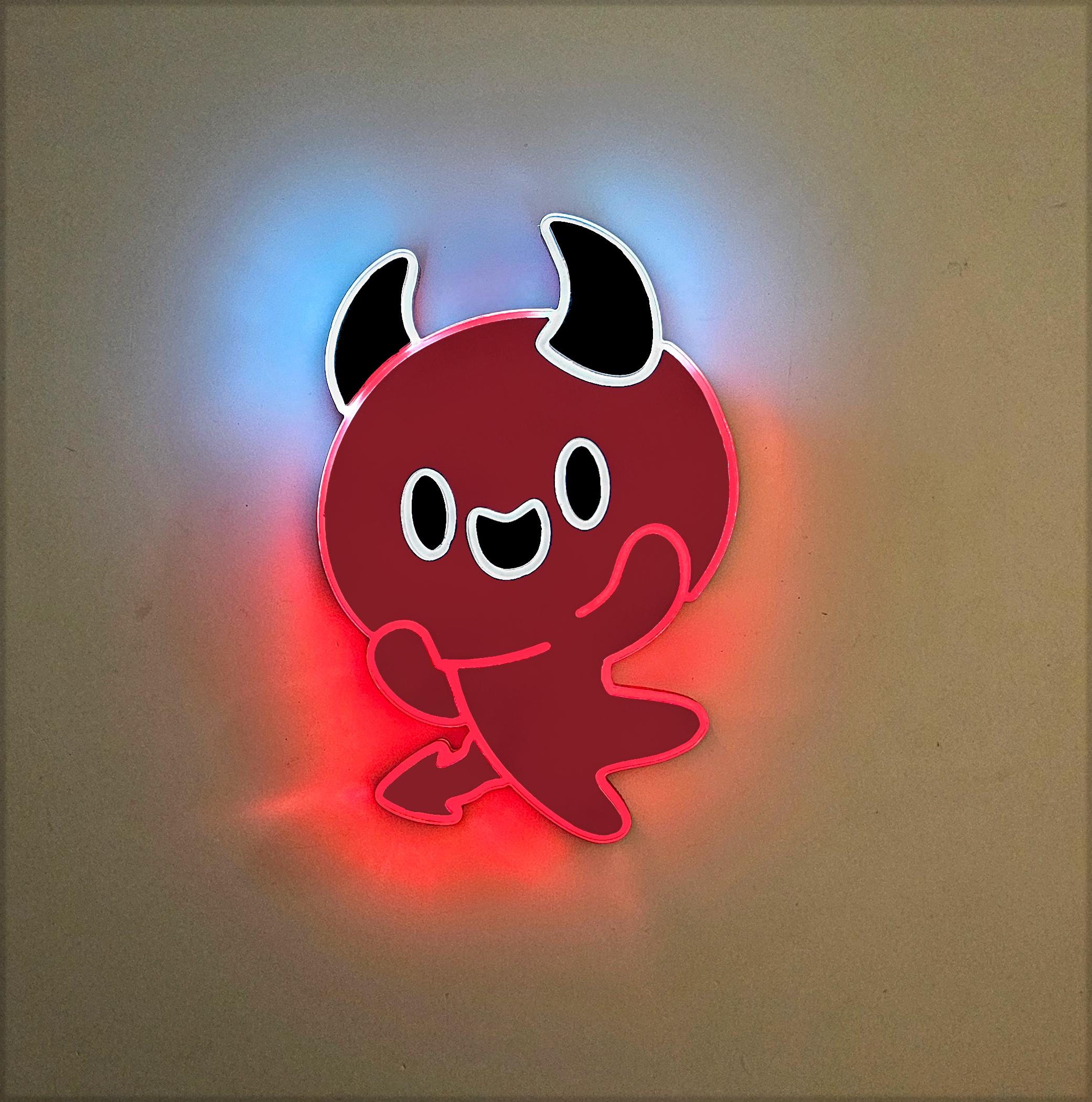 Edge Lit LED Devil Sign: Mischievous Red Devil Decor - Etsy