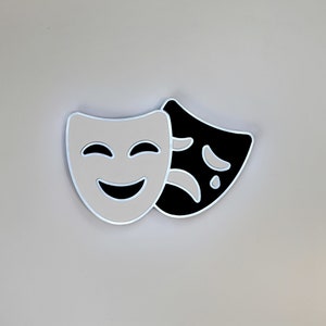 Theater Masks Sign, Neon like, Theater Masks night light, edge Lit LED, Theater Masks Art, Drama masks decoration, Theater Masks lamp image 3