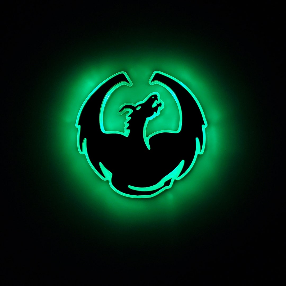 Edge Lit Dragon LED Sign: Acrylic & Wood Night Light - Etsy