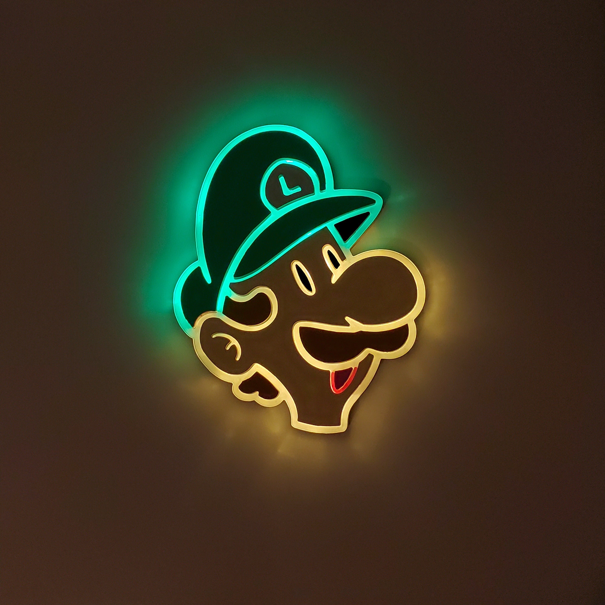 Luigi Sign, Neón, LED, Super Mario, Luz, Decoración de pared, luz nocturna,  borde iluminado LED, fan art -  México