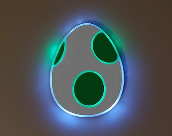 Yoshi Egg Sign , Neon like , Yoshi egg Light art , Décoration murale, veilleuse, bord Lit LED, mario yoshi fan art