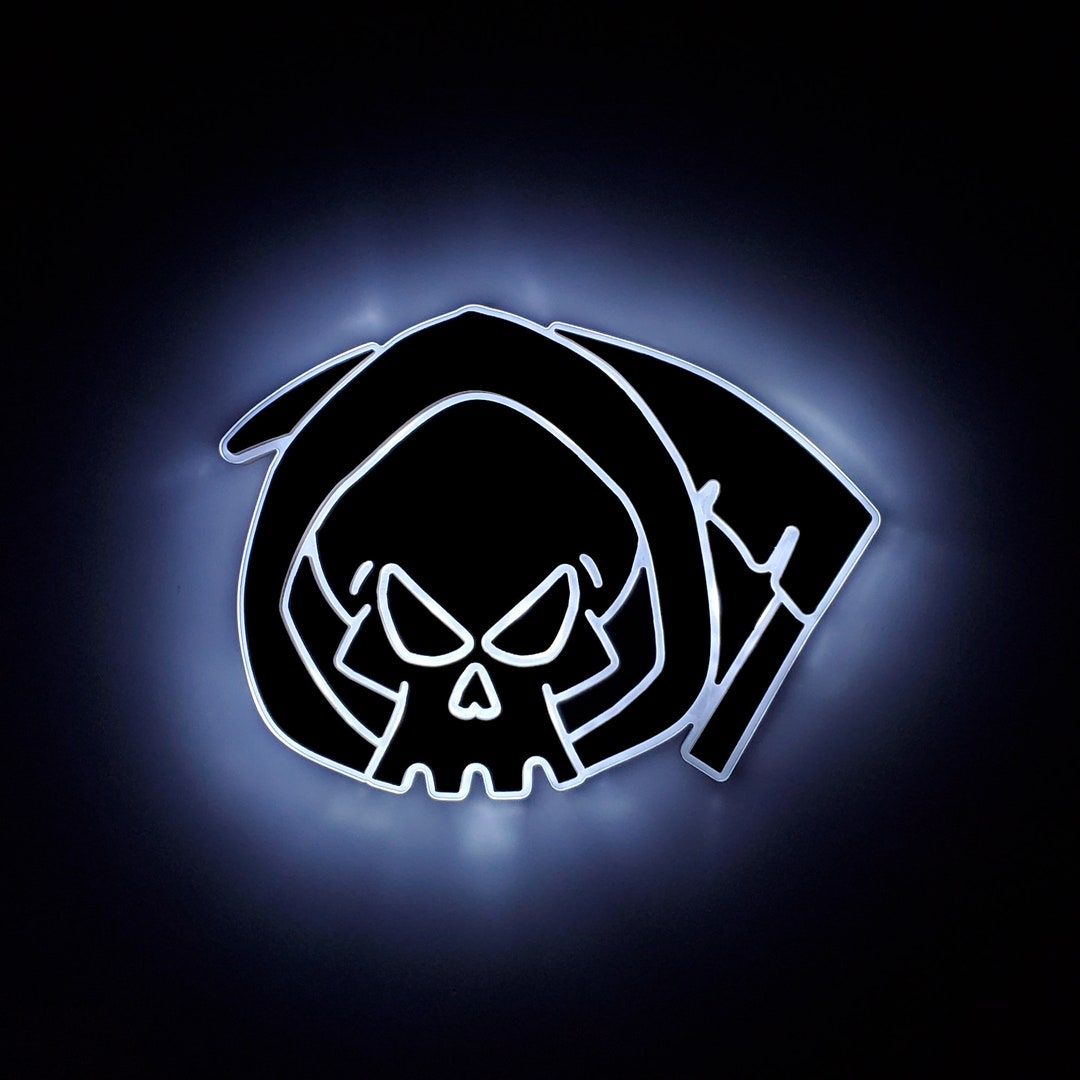 Grim Reaper Sign Neon Like Grim Reaper Light Skull Wall - Etsy