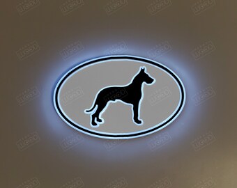 Great Dane light up silhouette Sign , Neon like, night light, edge Lit LED, Great Dane light Art, Dog Decorations, Great Dane silhouette