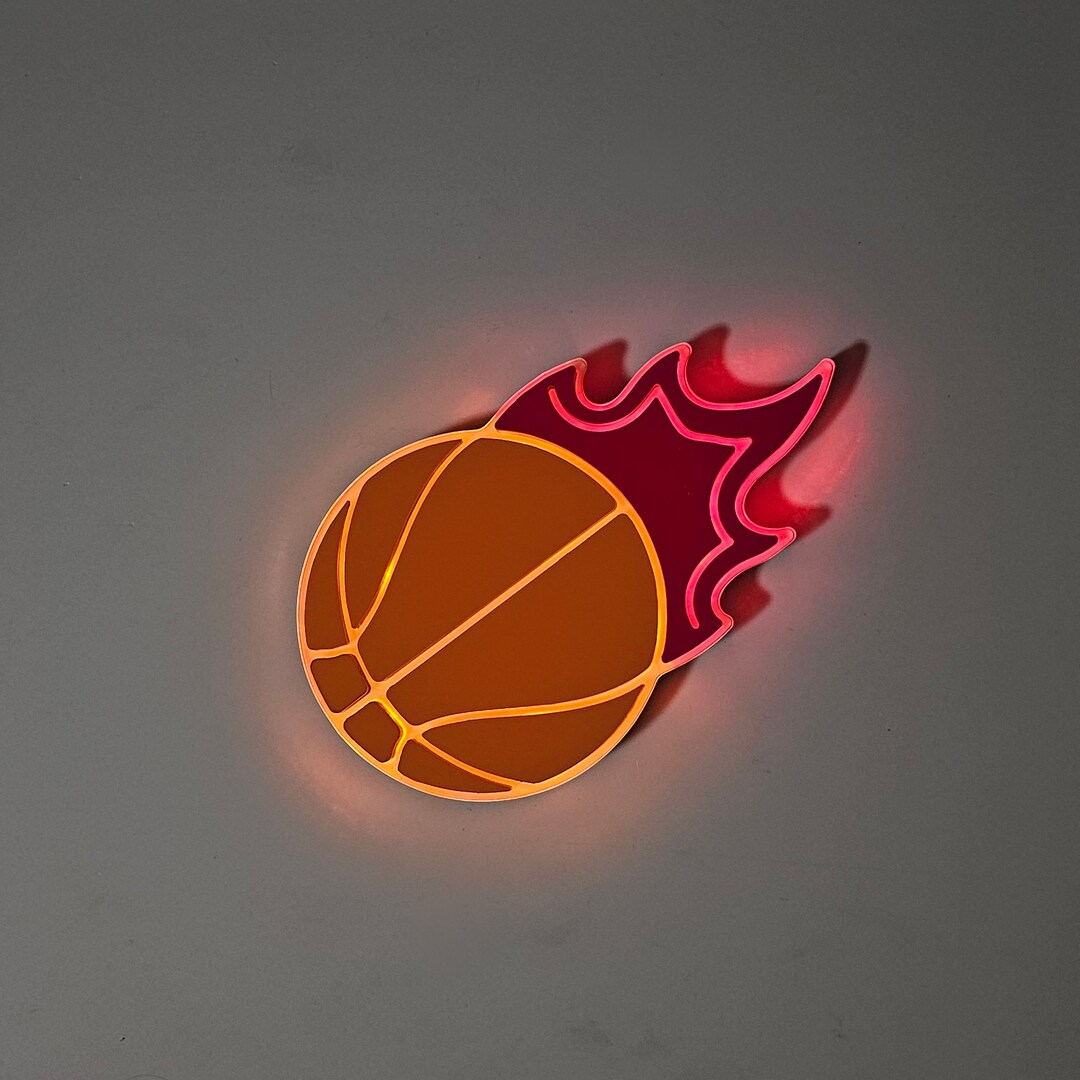 Flaming Basketball Light Sign , Neon Like , Basketball Lamp, Basketball