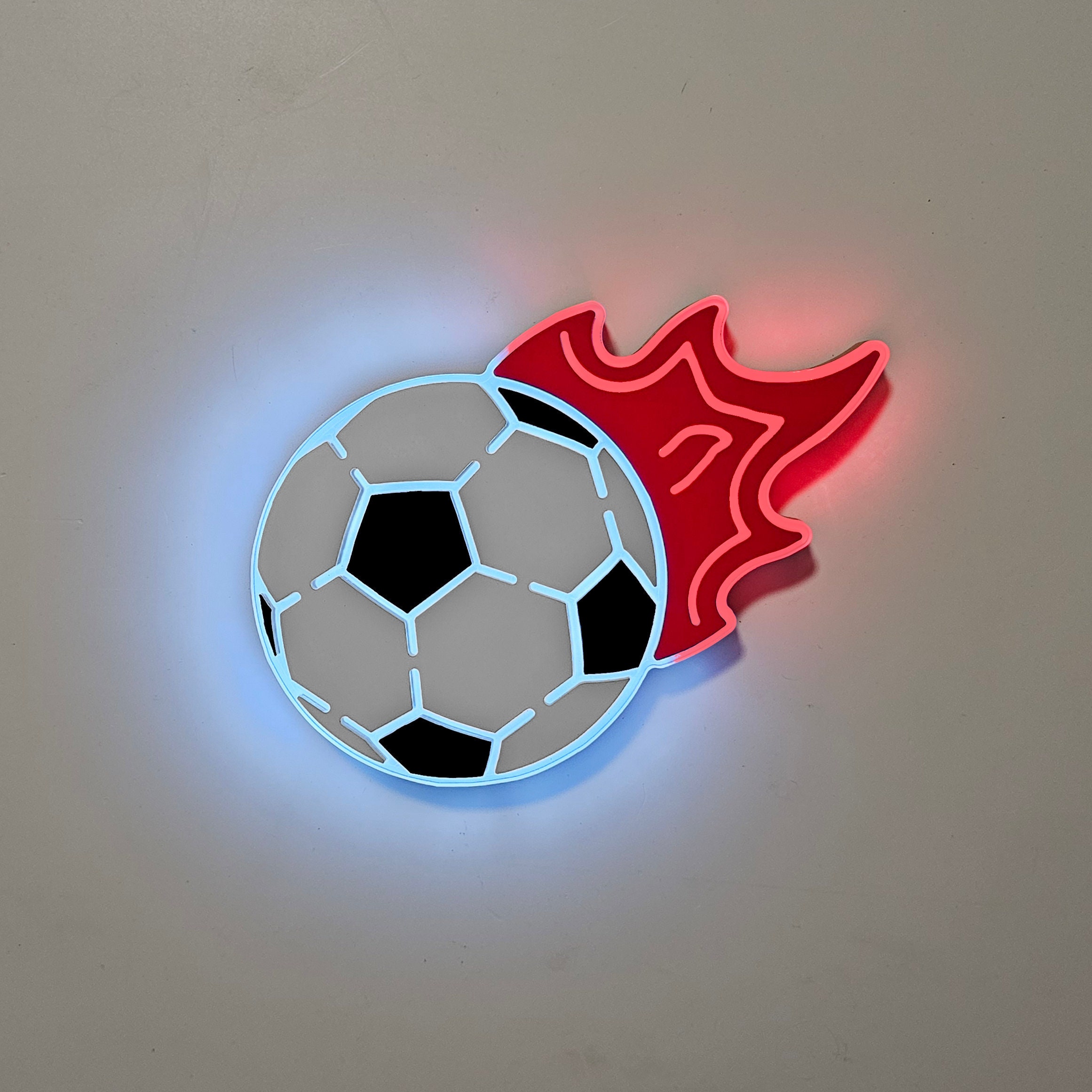 Soccer Ball LED Light up Sign W/ Remote Wood 24 Sport Decor 