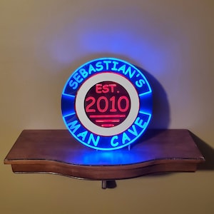 Man Cave personalized Edge Lit LED Sign , Neon like , LED , Light-up , Wall decor, dino, night light