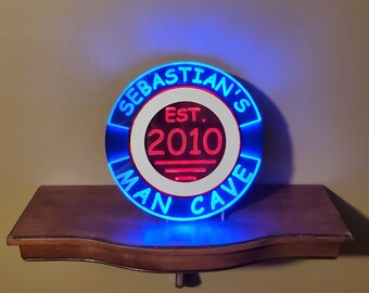 Man Cave personalized Edge Lit LED Sign , Neon like , LED , Light-up , Wall decor, dino, night light
