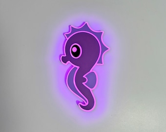 Seahorse art Sign, Neon like, Seahorse night light, edge Lit LED, Seahorse light art sign, Seahorse light up sign