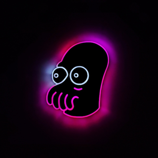 Zoidberg LED Sign: Futurama Fan Art, Edge Lit Decor