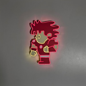 Final Fantasy Warrior LED Sign: Neon-Like Edge Lit Wall Decor