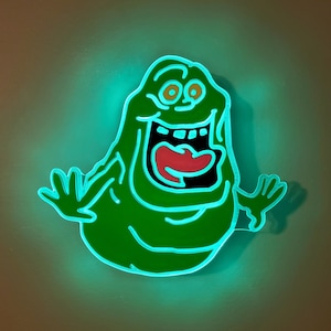 Ghostbusters Slimer Sign , Neon like , LED , Light , Wall decor, night light, edge Lit LED, fan art