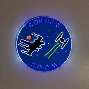 Personalized Space Battle LED Sign: Edge Lit Night Light